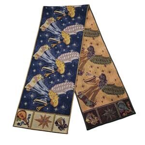 Vintage Christmas Angel Tapestry Table Runner 72" Holiday Wall Hanging Decor
